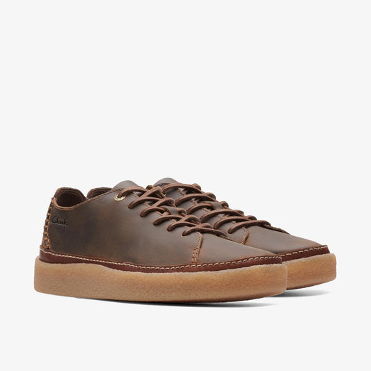 clarks Oakpark Low Brown Leather Shoes