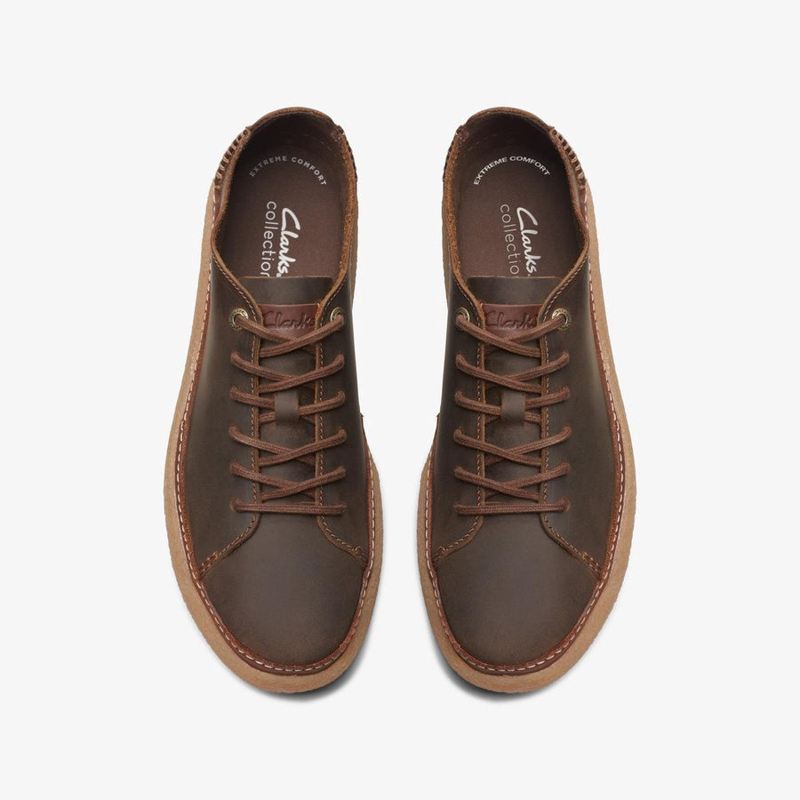 clarks Oakpark Low Brown Leather Shoes