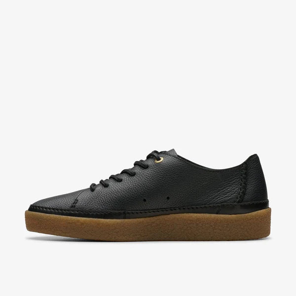 clarks Oakpark Low Black Leather Shoes