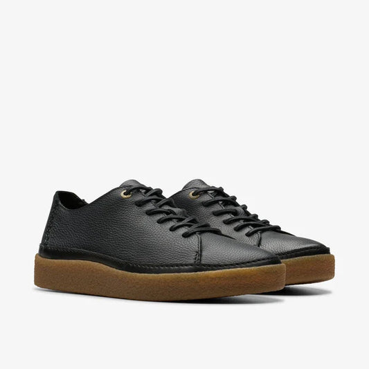 clarks Oakpark Low Black Leather Shoes