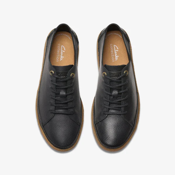 clarks Oakpark Low Black Leather Shoes
