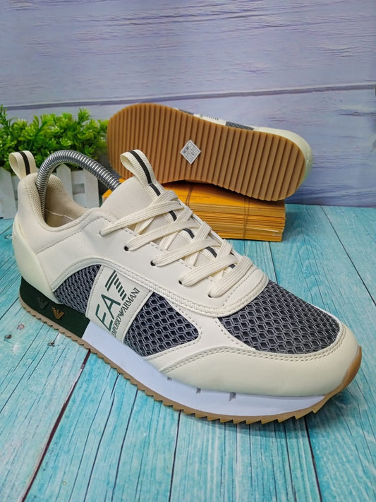 EA7 Emporio Armani beige Mesh Run Style Trainers