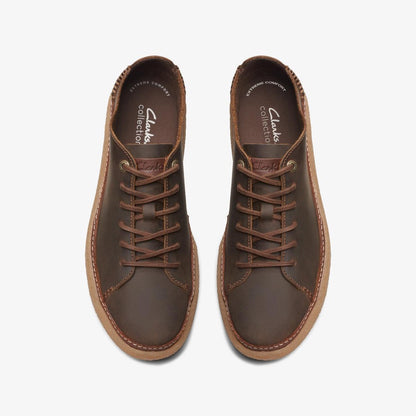 clarks Oakpark Low Brown Leather Shoes