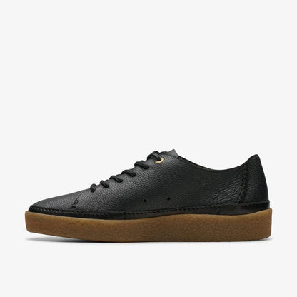 clarks Oakpark Low Black Leather Shoes