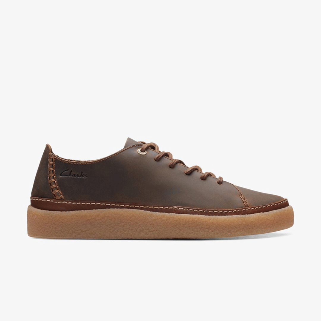 clarks Oakpark Low Brown Leather Shoes