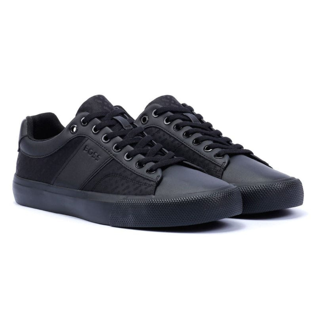 BOSS Black fabric & Faux-Leather Sneakers All-Black