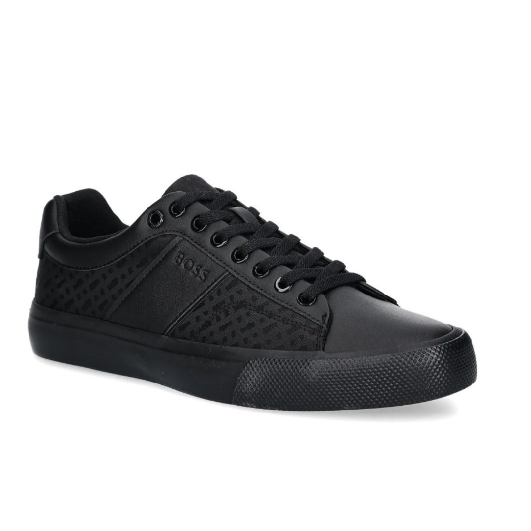 BOSS Black fabric & Faux-Leather Sneakers All-Black