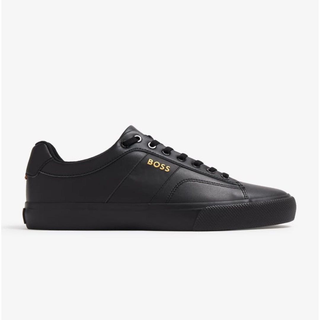 Hugo Boss Aiden Trainers Black with Gold logo