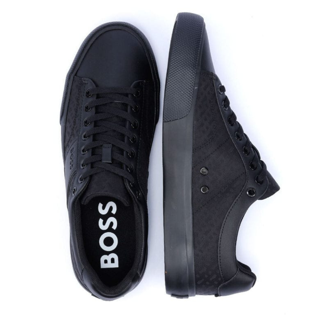 BOSS Black fabric & Faux-Leather Sneakers All-Black
