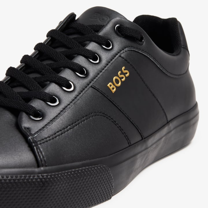Hugo Boss Aiden Trainers Black with Gold logo