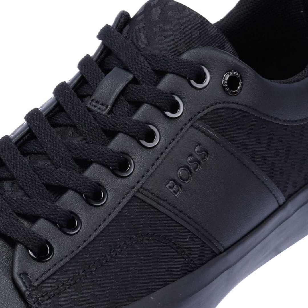 BOSS Black fabric & Faux-Leather Sneakers All-Black
