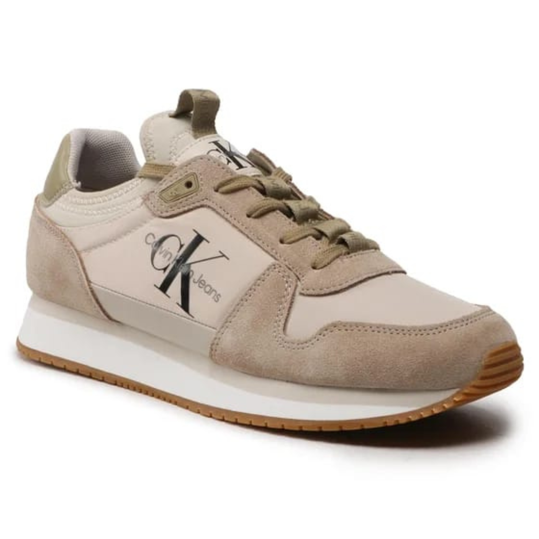 Calvin Klein Jeans Runner Sock Laceup Trainer Beige