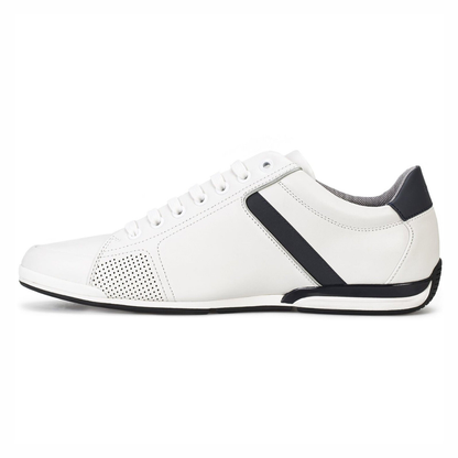 BOSS Men's Saturn Lowp Leather Trainers - Black & White