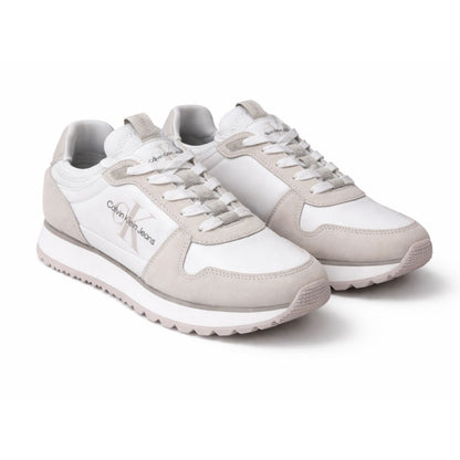 Calvin Klein Jeans Runner Sock Laceup Trainer White Beige