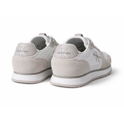 Calvin Klein Jeans Runner Sock Laceup Trainer White Beige