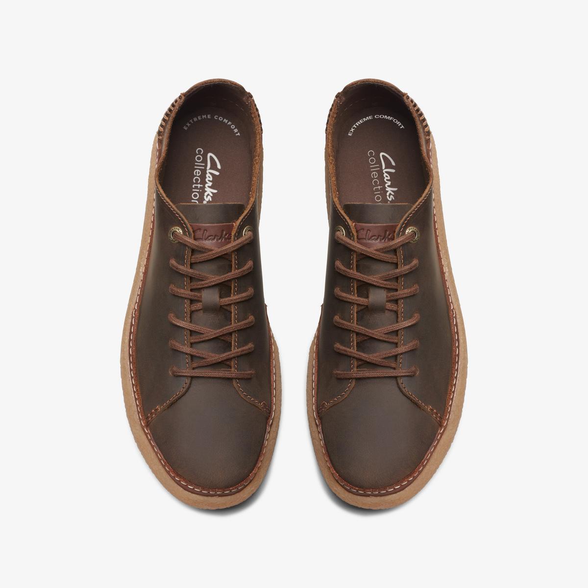 clarks Oakpark Low Brown Leather Shoes