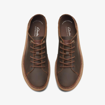 clarks Oakpark Low Brown Leather Shoes
